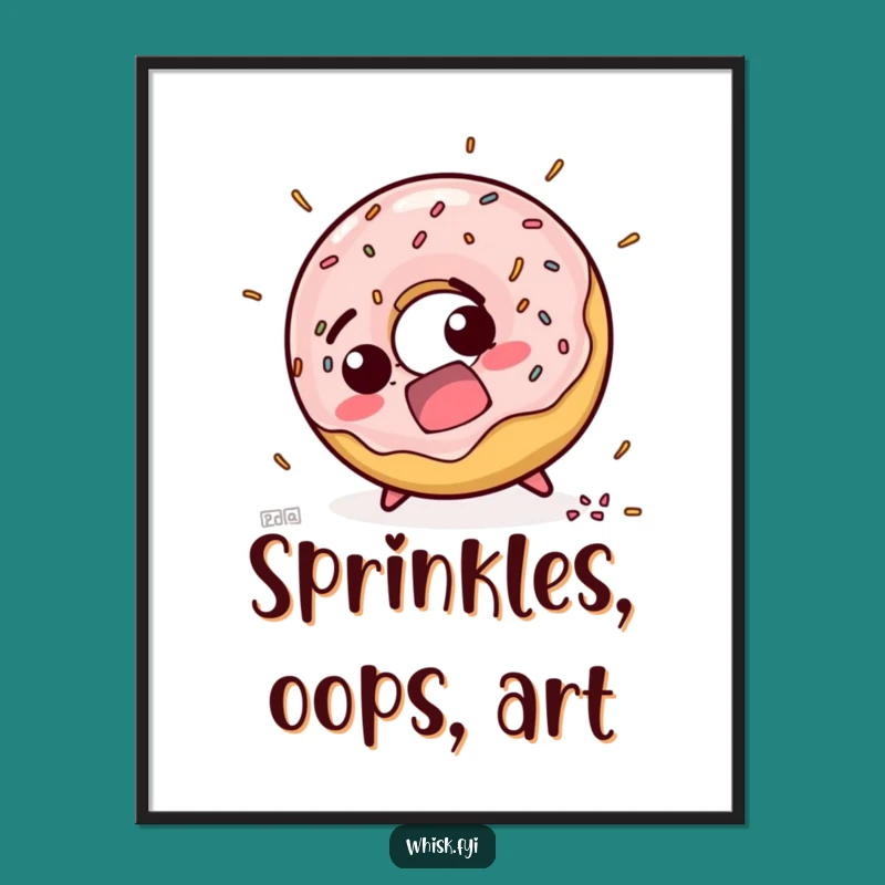 Funny Startled Doughnut Poster - Hilarious Wall Art for Food Lovers