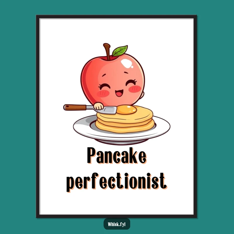 Funny Apple Pancake Flip Poster - Cheerful Breakfast Art