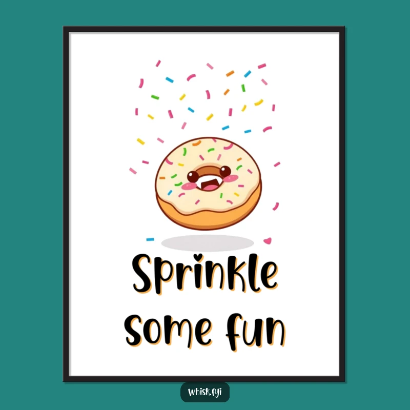 Funny Kawaii Donut Poster - Joyful Sprinkle Art Print Humor Gift