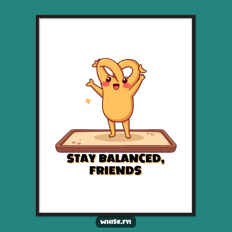 Funny Pretzel Handstand Poster: Playful Bakery Art, Perfect Funny Gift for Kitchen Decor