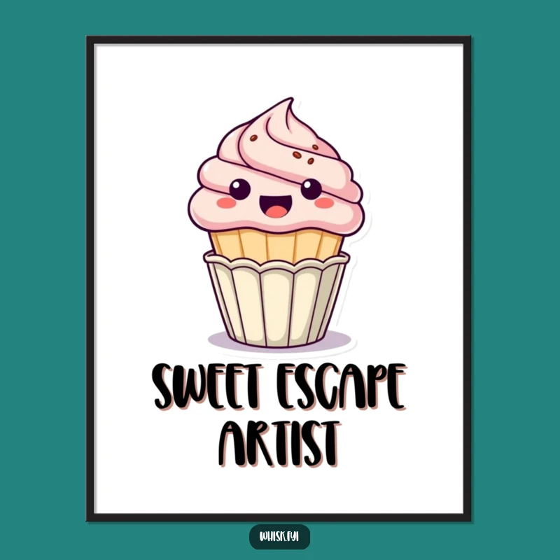Funny Kawaii Cupcake Poster: Vibrant & Hilarious Wall Art for Gift