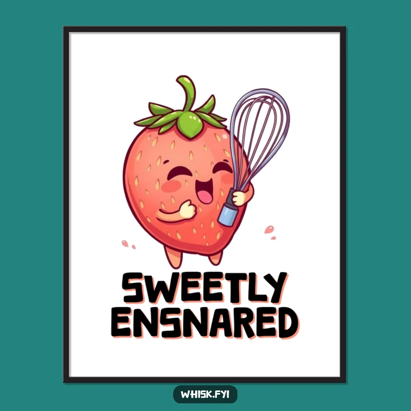 Funny Strawberry Whisk Poster: Hilarious Fruit Art for Your Walls