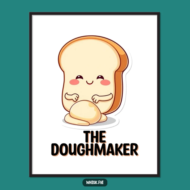 Funny Bread Kneading Poster: Whimsical Baker Art Print for Kitchen Decor Gift