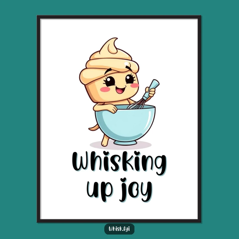 Funny Cupcake Whisking Poster - Hilarious Kitchen Art for Bakers