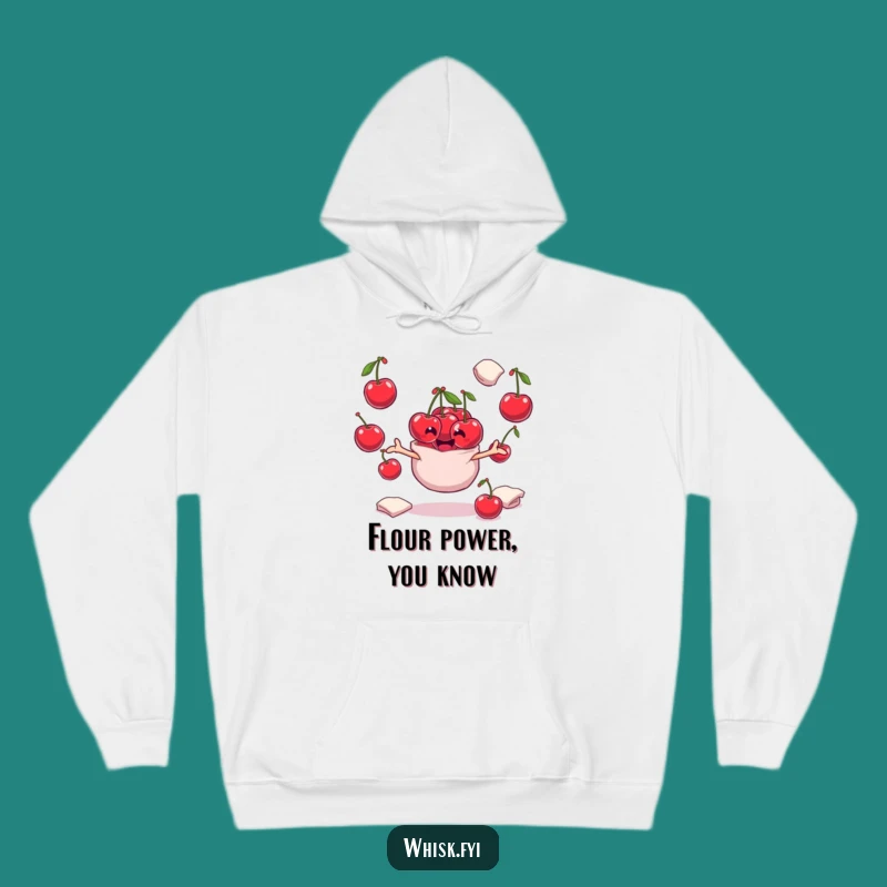 Funny Cherry Hoodie - Playful Juggler Character, Cozy Baking Gift