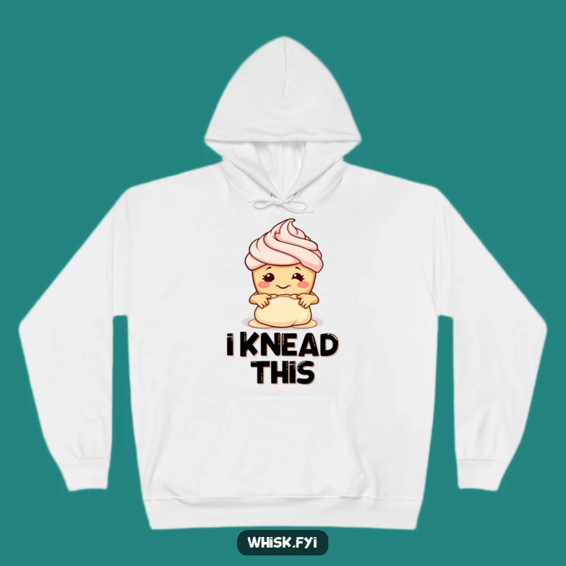 Funny Cupcake Baker Hoodie: Cozy Smiling Pastry Chef Kneading Dough Sweatshirt