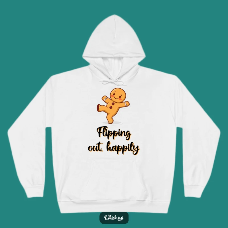 Funny Gingerbread Man Cartwheel Hoodie - Cozy Cheerful Character, Warm Gift