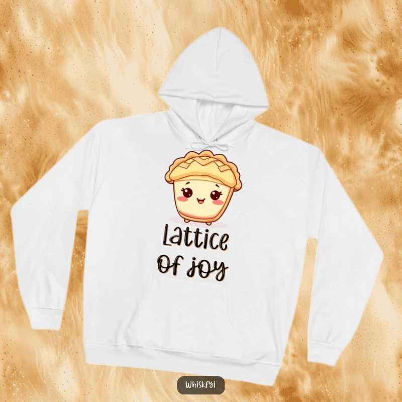 Funny Kawaii pie hoodie, featuring a cute and cheerful pie character with a lattice top, perfect for cozy warmth.