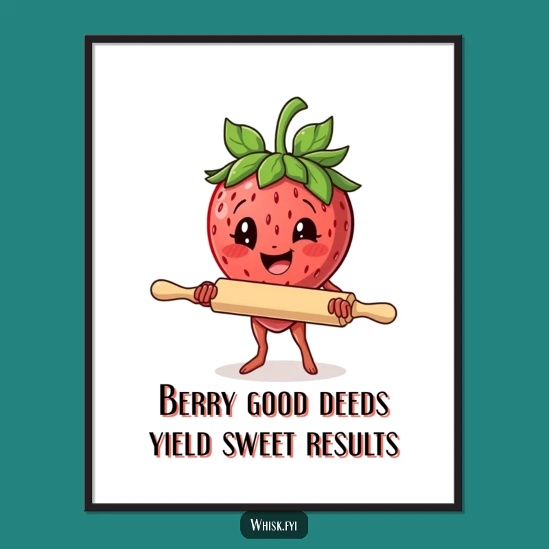 Free Printable Wall Art: Funny Strawberry Rolling Pin Determined DIY Digital Download