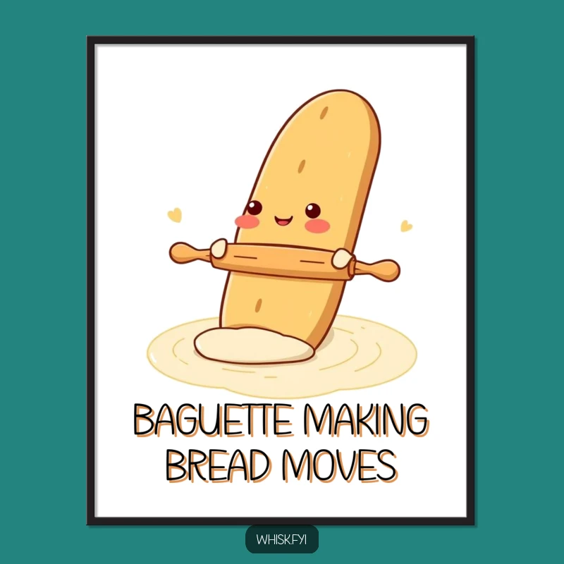 Free Printable Wall Art: Gleeful Baguette Baking Funny Downloadable Decor