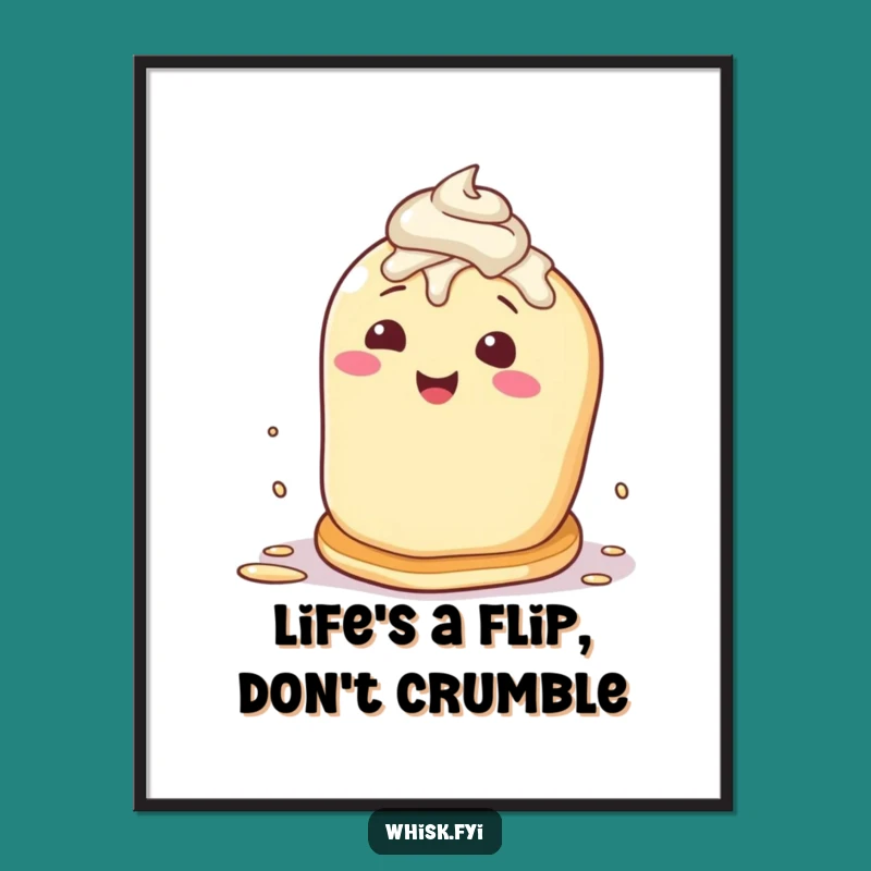 Funny Free Printable Wall Art: Pancake Flip Chaos, Humorous Downloadable Decor for a Cheerful Kitchen