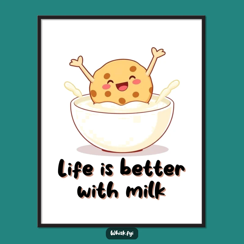 Funny Free Printable Wall Art: Giggling Cookie Diving - Humorous Downloadable Kitchen Decor