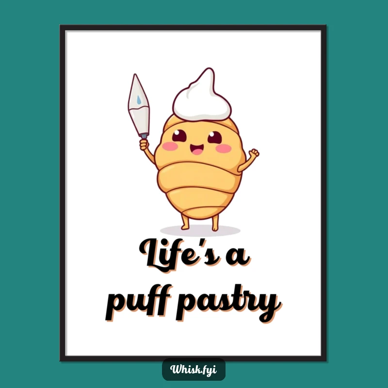 Funny Free Printable Wall Art: Croissant Baker with Piping Bag, Quirky Downloadable Decor