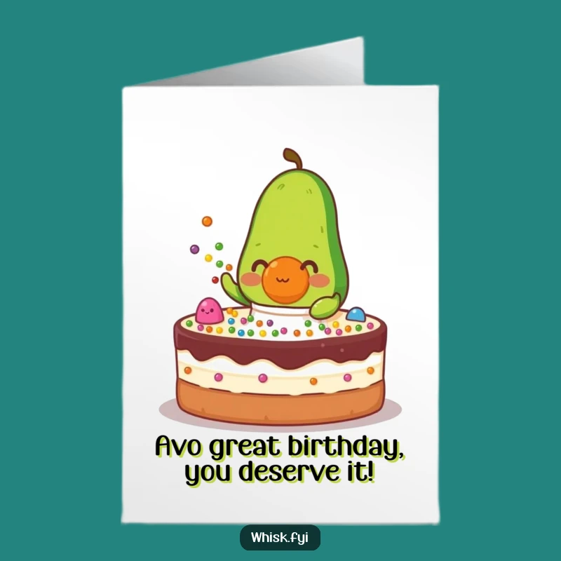Free Printable Birthday Card: Avocado Decorating Fun Downloadable Gift