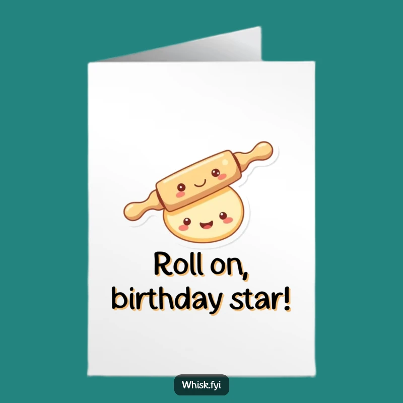 Baking Fun Free Printable Birthday Card: Kawaii Rolling Pin Dough DIY Gift