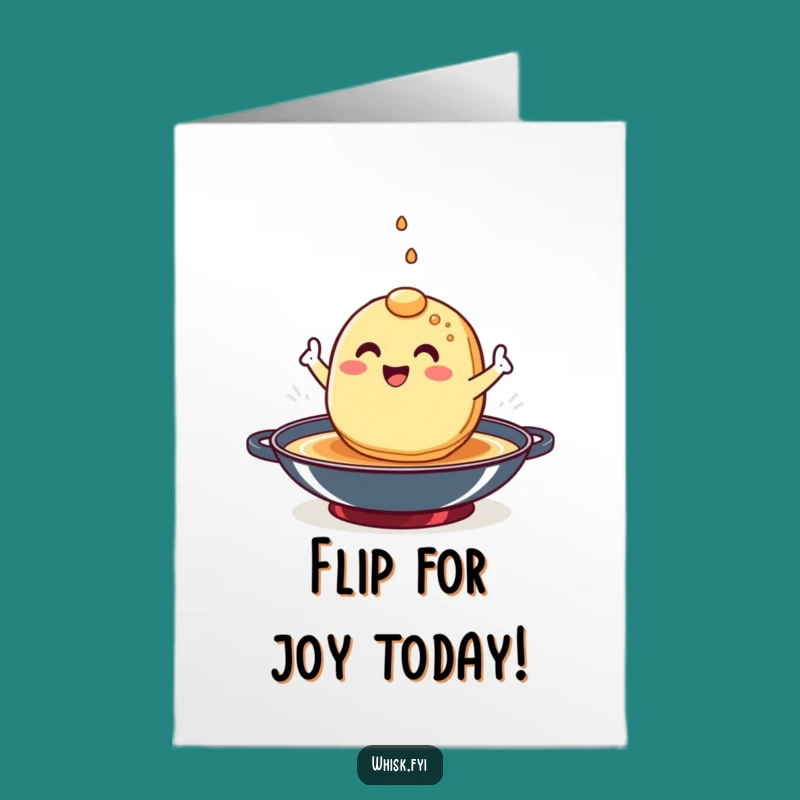 Free Printable Birthday Card: Funny Pancake Flipping Digital Art for a Breakfast Celebration