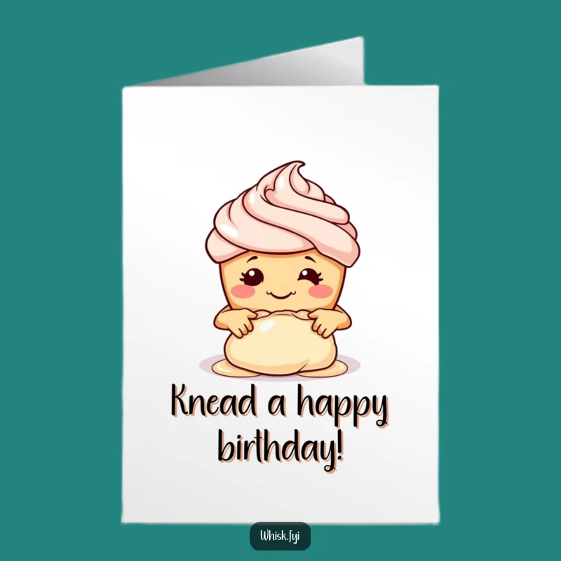 Free Printable Birthday Card: Funny Cupcake Baker, Adorable Dough Kneading, Downloadable DIY Gift