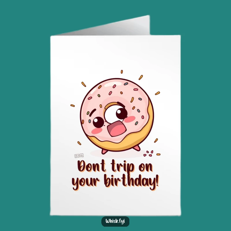 Free Printable Birthday Card: Funny Tripping Donut, Hilarious Surprise Gift