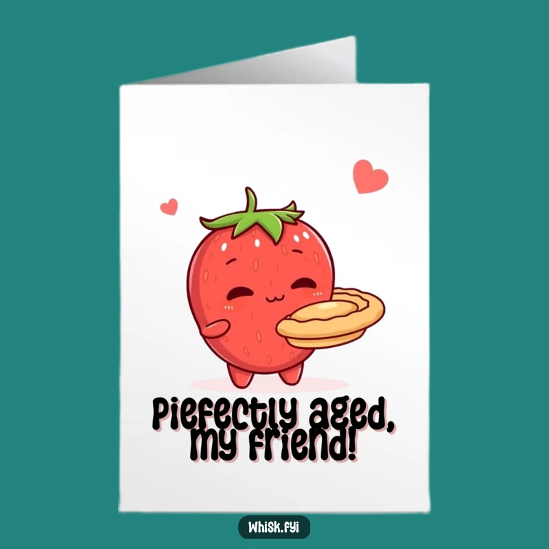 Free Printable Birthday Card: Shy Strawberry Pie Lover - Funny Downloadable Gift