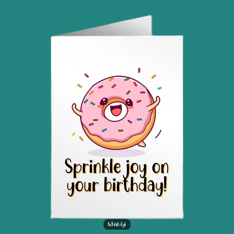 Free Printable Donut Birthday Card: Funny Rolling Sprinkle Design, Downloadable Gift