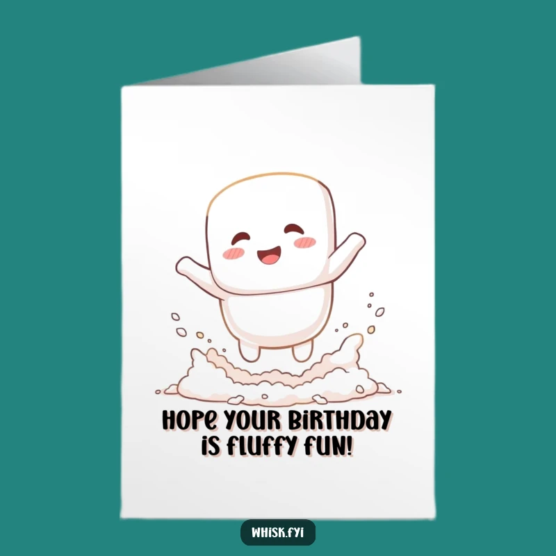 Funny Free Printable Marshmallow Birthday Card: Giggling Baker Character DIY Downloadable Gift