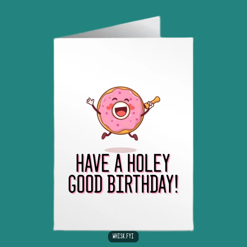 Free Printable Birthday Card: Funny Donut Jumping - Downloadable Celebration Fun