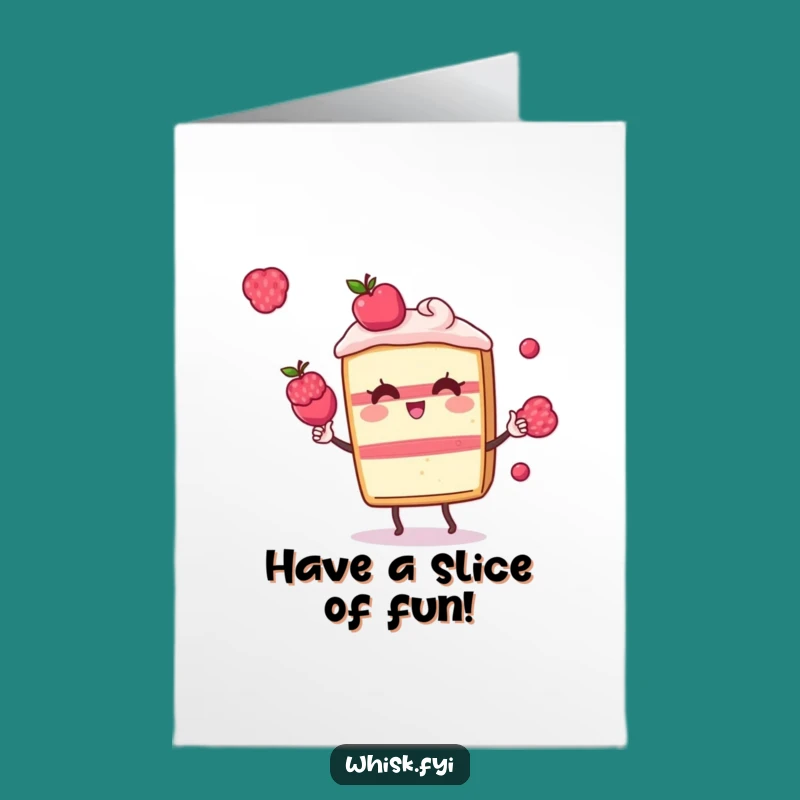Free Printable Funny Birthday Card: Playful Kawaii Cake Slice for Sweet Celebrations