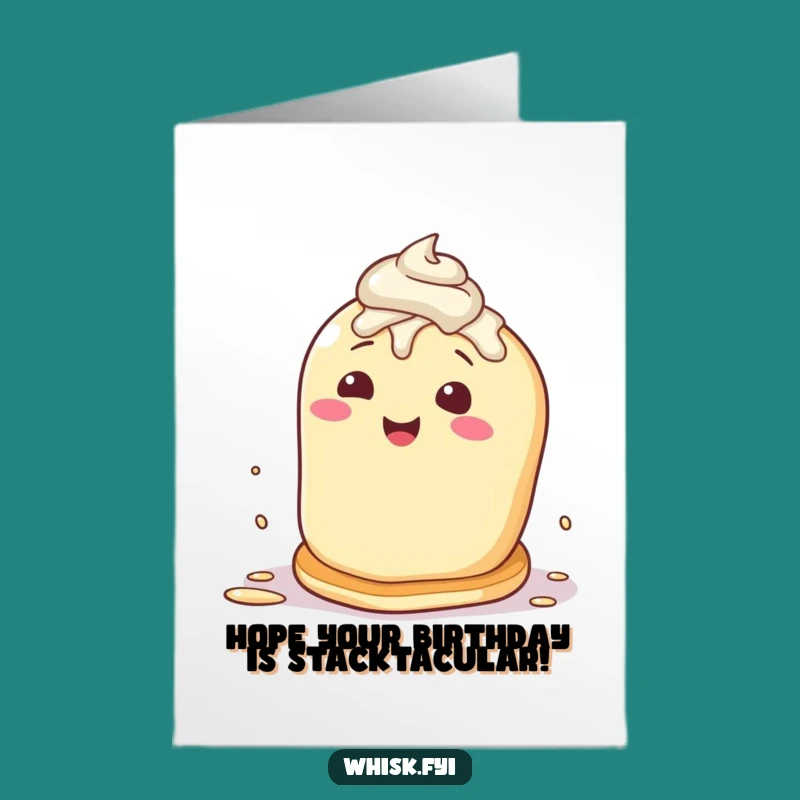 Free Printable Birthday Card: Flipping Pancake, Funny Downloadable Gift for a Messy Celebration