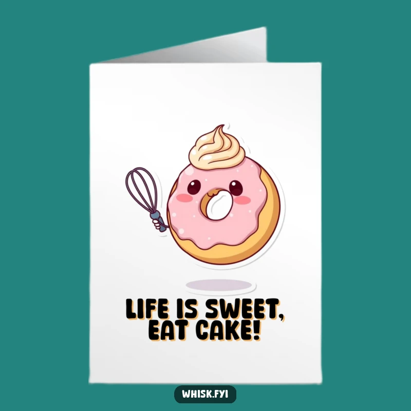 Free Printable Birthday Card: Funny Donut Whisking Frosting, Perfect DIY Joyful Gift