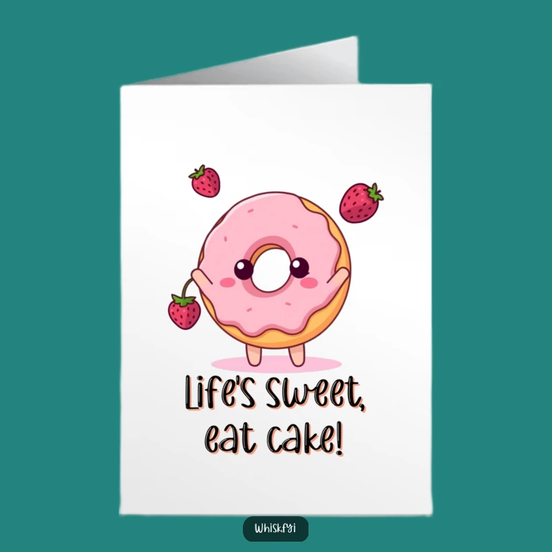 Free Printable Birthday Card: Playful Donut Berry Toss, Funny Downloadable Gift