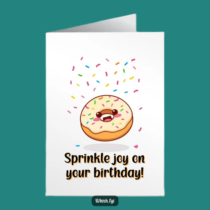 Free Printable Funny Birthday Card: Sweet Kawaii Donut Sprinkle Fun Downloadable Gift
