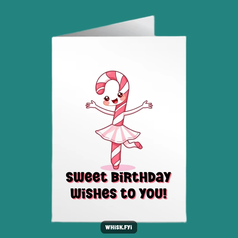 Free Printable Candy Cane Birthday Card: Ballet Twirl Fun!