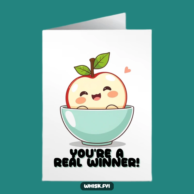 Excited Free Printable Congrats Card: Kawaii Apple Bobbing Cheers Downloadable