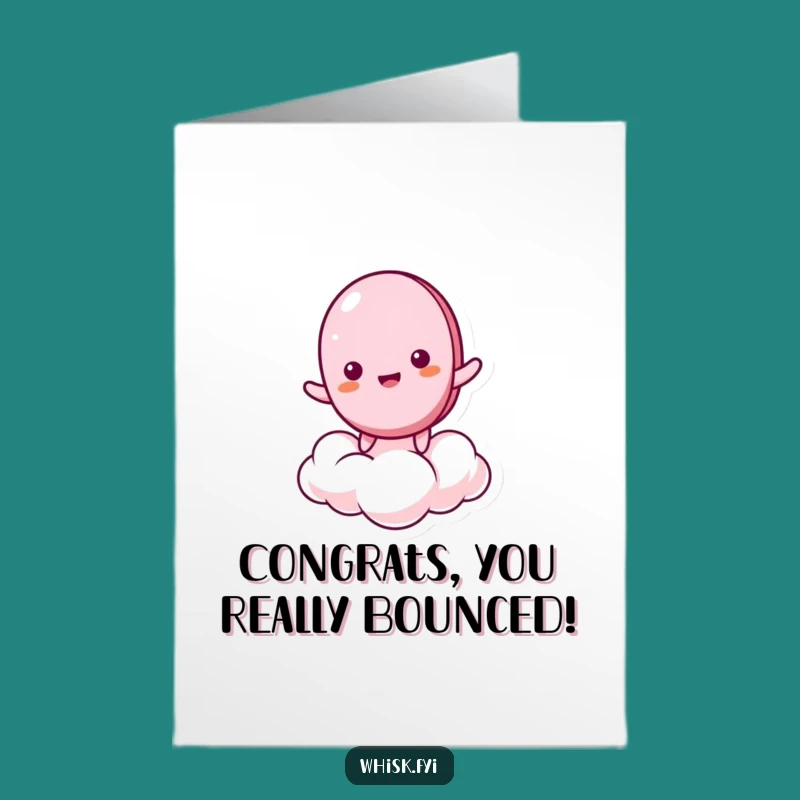 Free Printable Congrats Card: Bouncing Macaron, Joyful Downloadable Celebration