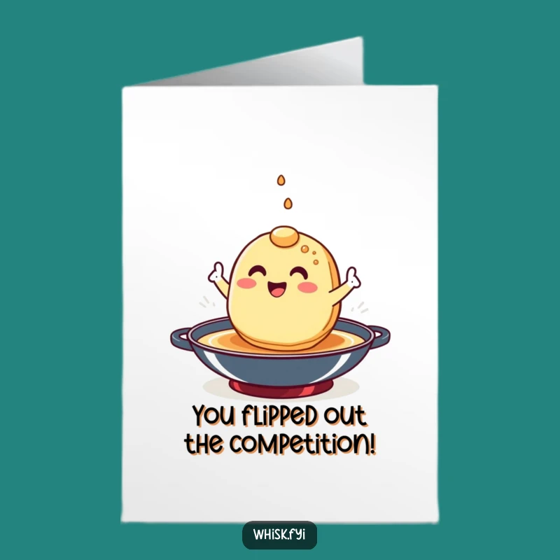 Free Printable Congrats Card: Energetic Pancake Flipping Digital Art for Great Success