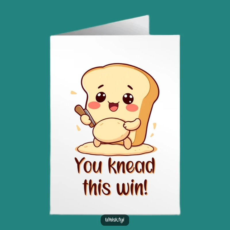 Free Printable Congrats Card: Excited Kawaii Bread for Baked Success