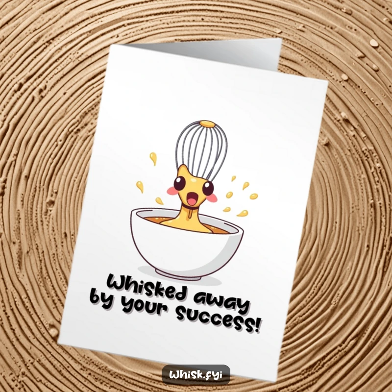 Funny Free Printable Congratulations Card: A whisk spins wildly in a bowl, symbolizing a thrilling and unexpected success.