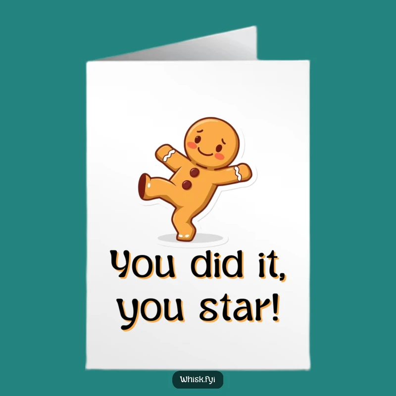 Gingerbread Man Cartwheel Congrats Card Free Printable - Joyful Downloadable Gift