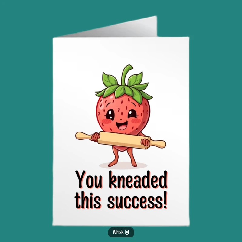 Free Printable Congrats Card: Cheerful Strawberry Rolling Pin DIY Digital Download