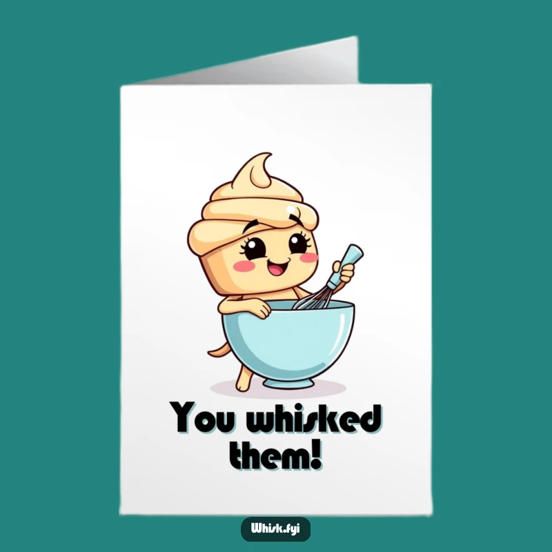 Free Printable Congrats Card: Whimsical Cupcake Whisking Batter Digital Art for Achievements