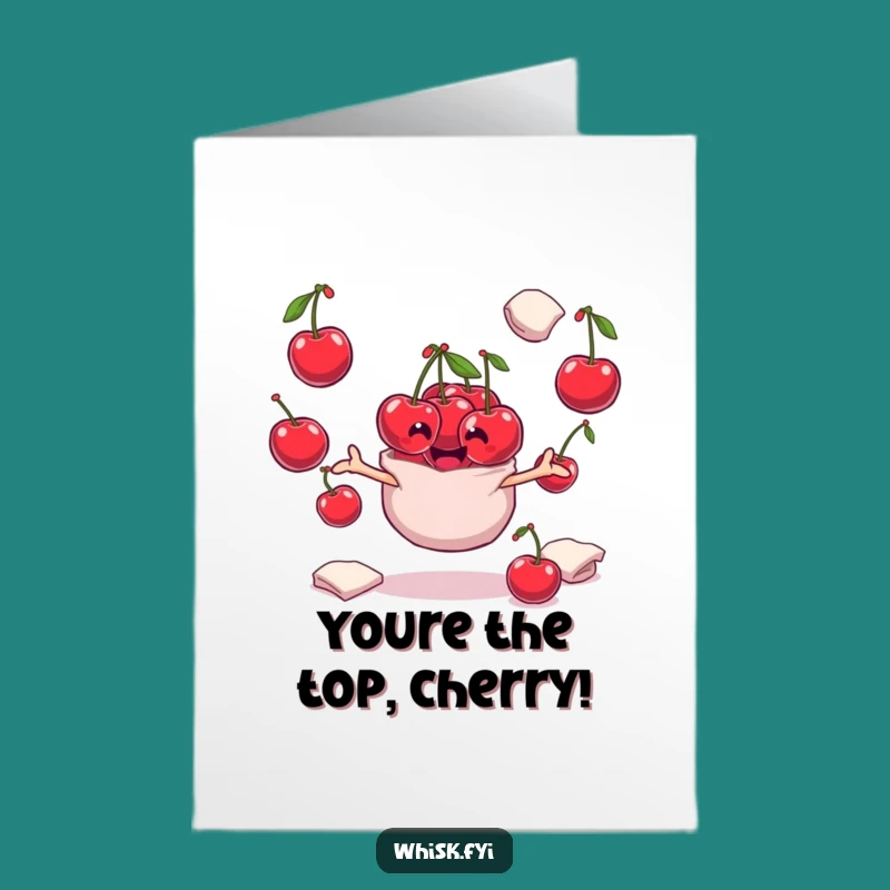 Cherries Juggling Flour Congrats Card Free Printable - Whimsical Downloadable Gift