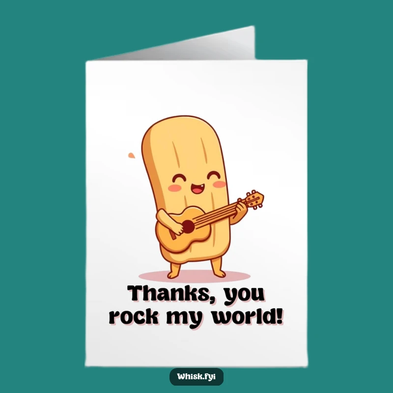 Free Printable Baguette Thank You Card: Pastry Guitar Tune, Downloadable