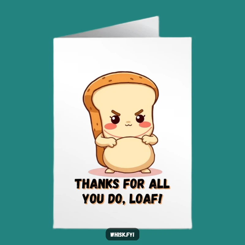Free Printable Bread Thank You Card: Determined Baker Character DIY Downloadable