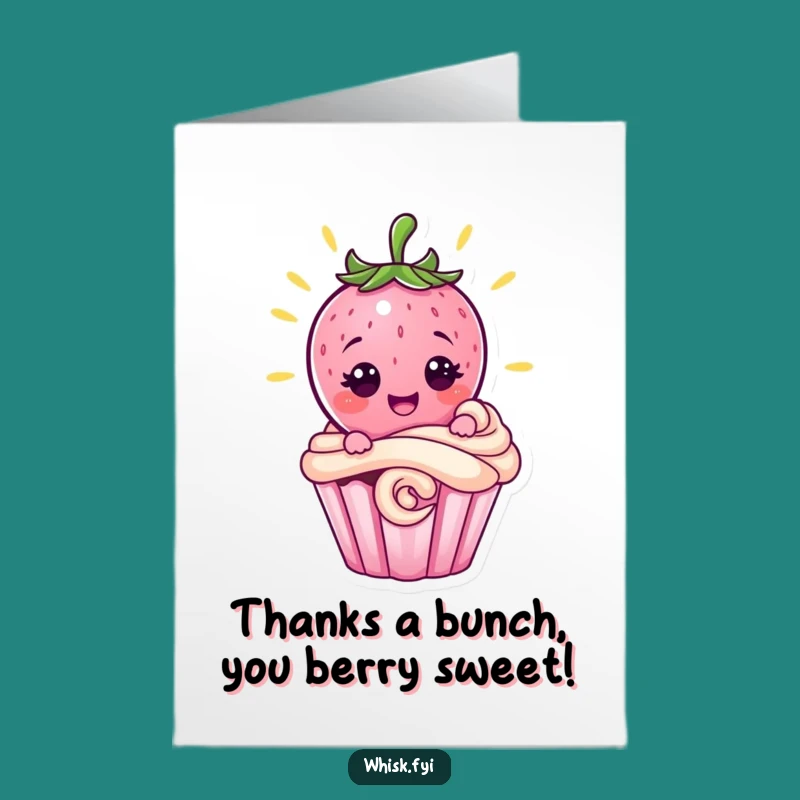 Free Printable Strawberry Thank You Card: Cute Baker Character DIY Downloadable Gratitude