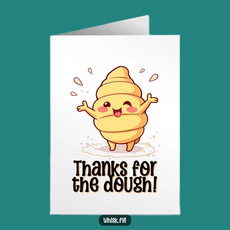 Free Printable Thank You Card: Cheerful Kawaii Croissant Appreciation Downloadable Gift