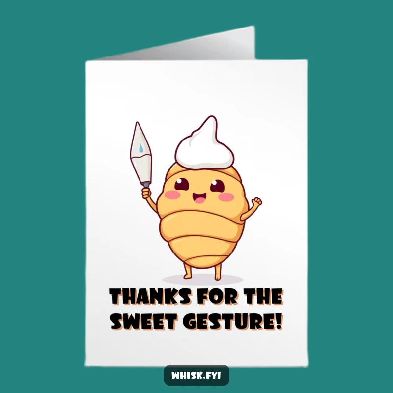 Free Printable Thank You Card: Funny Croissant Baker, Piping Bag, Downloadable DIY Gift