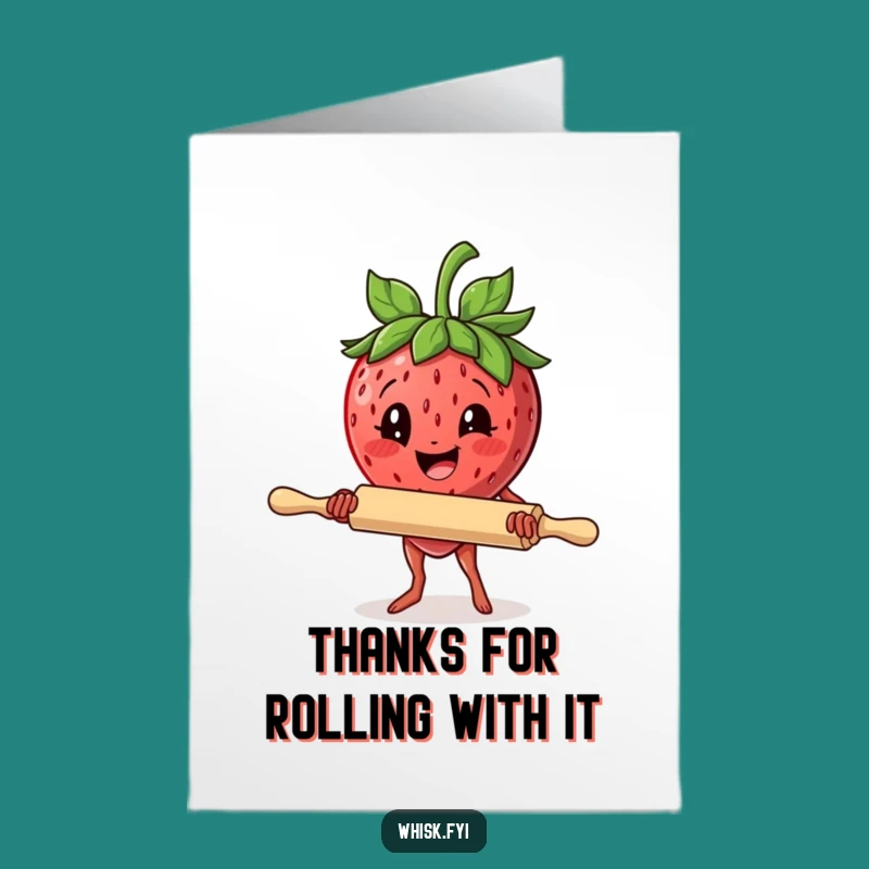 Free Printable Thank You Card: Funny Strawberry Rolling Pin DIY Digital Download