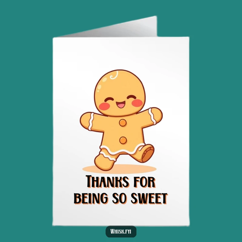 Free Printable Thank You Card: Giggling Gingerbread Man for Sweet Thanks