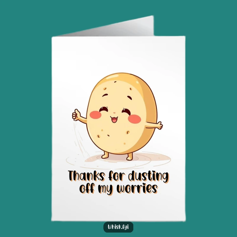 Free Printable Thank You Card: Happy Bread Character Dusting Flour Digital Art for Gratitude