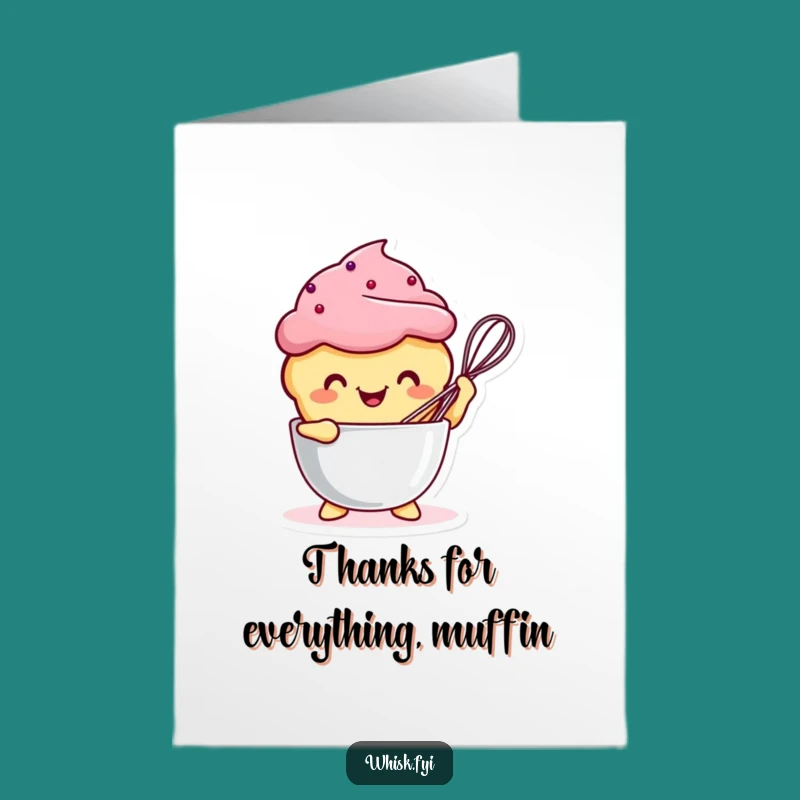 Free Printable Thank You Card: Kawaii Muffin Baking Gratitude - Funny Downloadable Gift